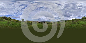 Seamless 360 degree spherical panorama of the day cloudy sky