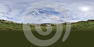 Seamless 360 degree spherical panorama of the day cloudy sky