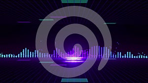 Seamless 3D abstract animation of sound wave equalizer background