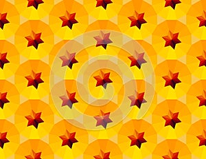 seamless 3D geometric pattern backcround with stars , dodecagons and triangles colored in red , orange and yellow