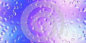 Seamless 80s holographic pink and blue bubble circles on frosted plastic jelly background texture