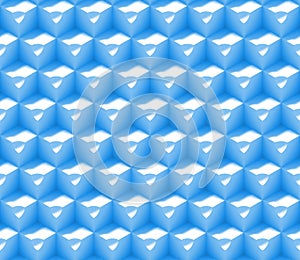Seamless abstract 3d background pattern made of an array of cubes with dimples in blue and white