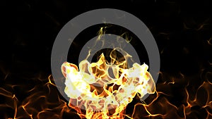 Seamless abstract animation of stylish fire source burning with flame spark in black isolated background pattern in 4k loop