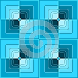 Seamless abstract background with blue checker patterns in minimal design, 3d optical art illusion