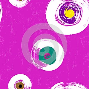 seamless abstract background pattern, with circles, dots, paint strokes and splashes