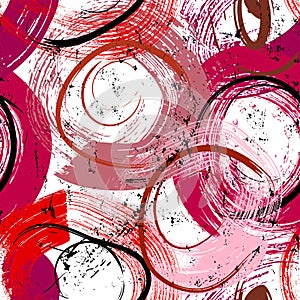 Seamless abstract background pattern, with circles, swirls, paint strokes and splashes