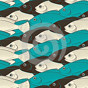 Seamless abstract background pattern with colorful fishes eps8