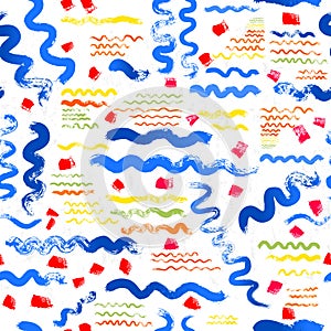 seamless abstract background pattern, composition with waves, paint strokes and splashes