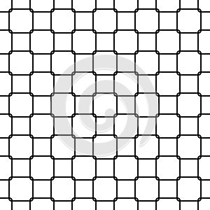 Seamless abstract black and white rounded square grid pattern background design - geometric vector illustration