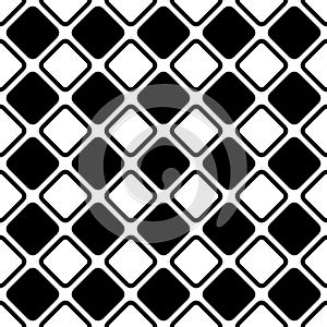 Seamless abstract black and white square grid pattern - halftone vector background design from diagonal rounded squares