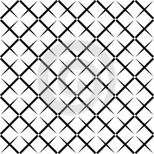 Seamless abstract black and white square grid pattern - halftone vector background design from diagonal rounded squares