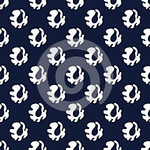 Seamless abstract BLOB pattern. vector fashion prints.geometric pattern with a white elements on blue background. vector
