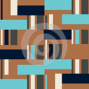 Seamless abstract blocks geometric pattern. Retro style repeat background for fabric, textile print or wallpaper design