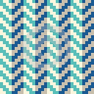Seamless abstract blue geometric pixel arrow pattern in vector