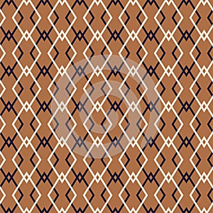 Seamless abstract brown net geometric pattern. Retro style repeat background for fabric, textile print or wallpaper