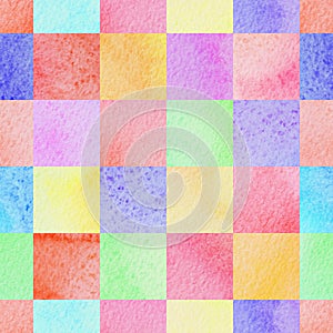 Seamless abstract colorful watercolor squares background