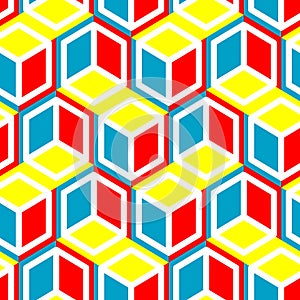 Seamless abstract cube geometric vector, cool pattern.