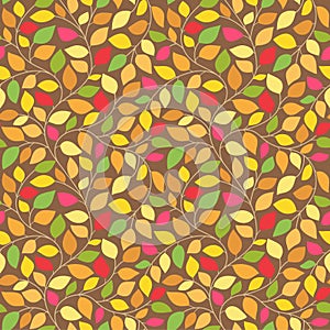 Seamless abstract floral autumn background with leaves