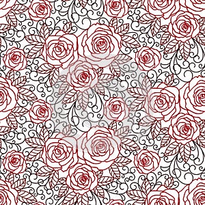 Seamless abstract floral background with roses