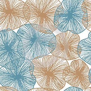 Seamless abstract floral background, Scandinavian style, symbolic flowers and leaves,