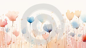Seamless abstract floral background with watercolor flowers. illustration. Generative AI