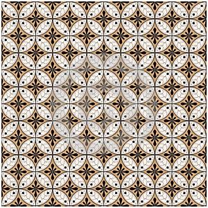Seamless abstract floral pattern, brown and white ornamen