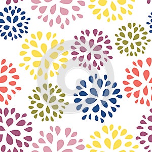 Seamless abstract floral pattern illustration. Simple colorful repeating background design with green, yellow, blue