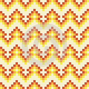 Seamless abstract geomatric orange pixel pattern in vector