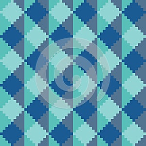 Seamless abstract geomatric pixel blue diamond pattern