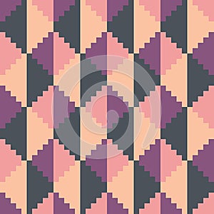 Seamless abstract geomatric pixel pink diamond pattern