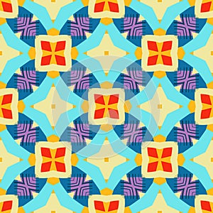 Seamless abstract geometric floral pattern. Great for fashion design and house interior design. Ornament for tapestry, carpet,