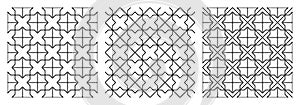 Seamless abstract geometric pattern.Black and white average lines.A set of three patterns