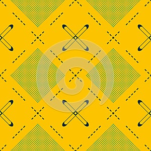 Seamless geometric pattern in mustard and blue colors