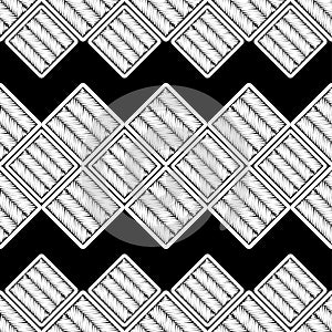 Seamless abstract geometric pattern. Mosaic texture. Brushwork. Hand hatching. Scribble texture.