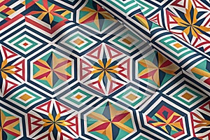 Seamless abstract geometric pattern on striped background