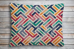 Seamless abstract geometric pattern on striped background