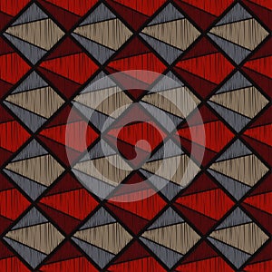 Seamless abstract geometric pattern. The texture of rhombus. Brushwork. Hand hatching. Scribble texture.