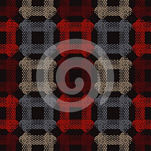 Seamless abstract geometric pattern. Texture of square and dots. Scribble texture.