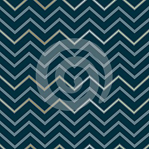 Seamless abstract geometric zigzag pattern Elegant luxury golden lines on a dark blue background Mens pattern zigzag print