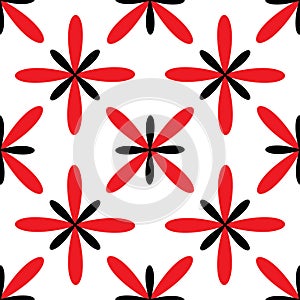 Seamless abstract grid art white red pattern