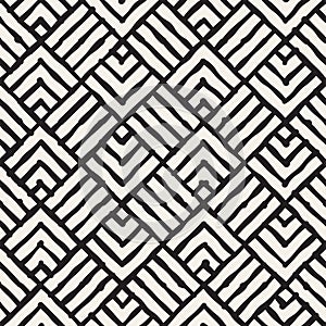 Seamless abstract hand drawn pattern. Vector freehand lines background texture. Ink brush strokes geometric design.