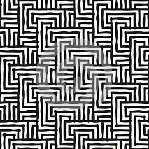 Seamless abstract hand drawn pattern. Vector freehand lines background texture. Ink brush strokes geometric design.