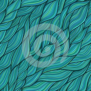 Seamless abstract hand-drawn pattern, waves background