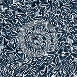 Seamless abstract hand-drawn waves pattern, wavy background.