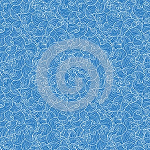 Seamless abstract hand-drawn waves pattern, wavy background.