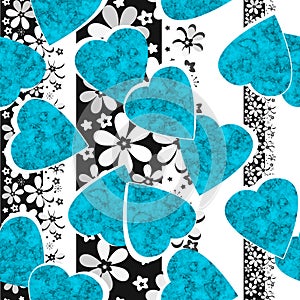 Seamless abstract hearts cute cartoon kids pattern