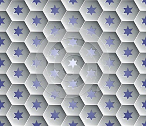 Seamless abstract honeycomb background - hexagons. Each cell hole in a six-pointed star. photo