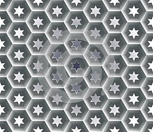 Seamless abstract honeycomb background - hexagons. Each cell hole in a six-pointed star. photo