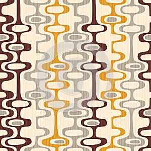 Seamless abstract mid-century modern pattern of organic oval shapes and stripes. photo