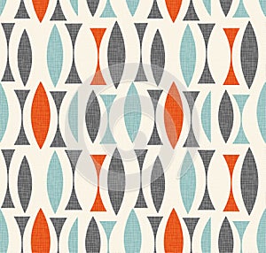 Seamless abstract mid century modern pattern of geometric shapes.